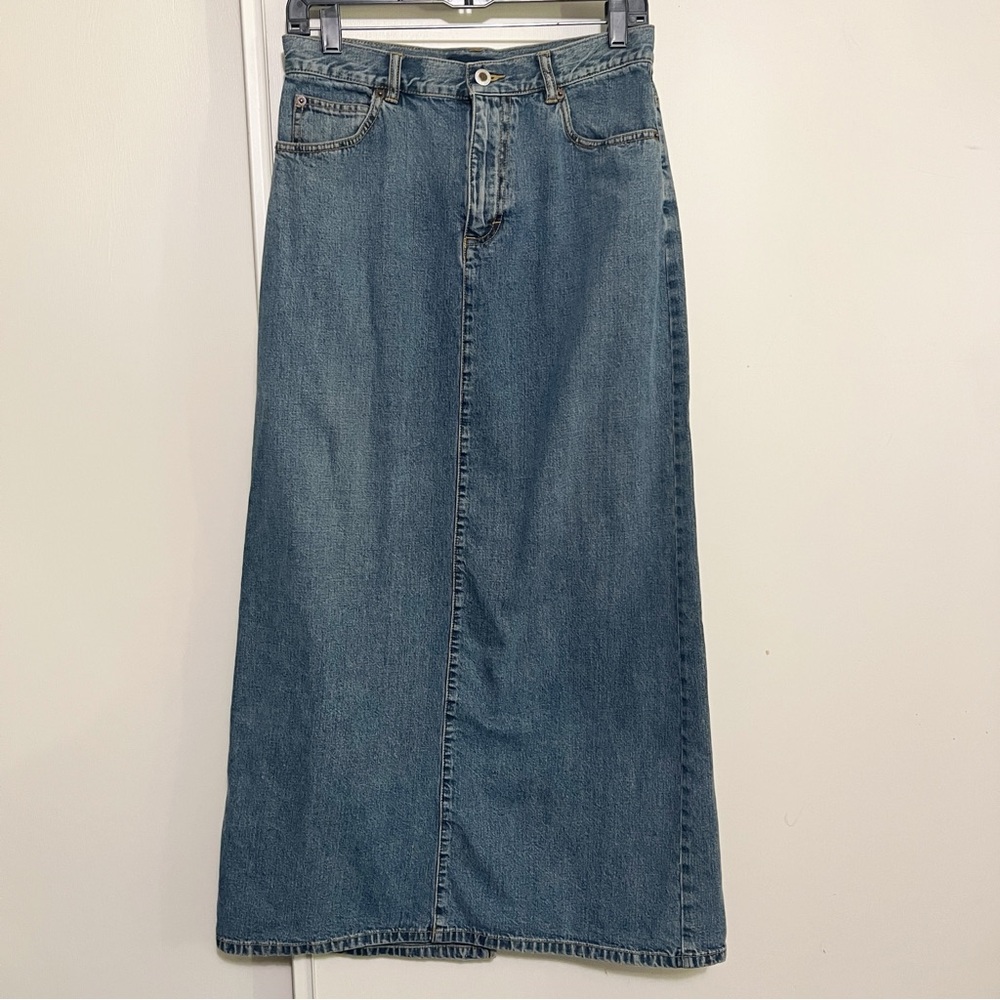 Classic Blue Denim Maxi Skirt